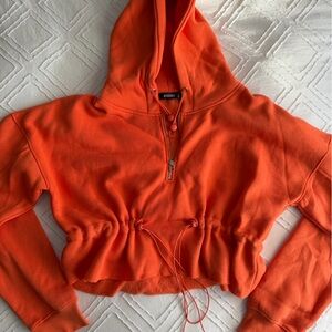 Missguided Bright Orange Cropped Hoodie
